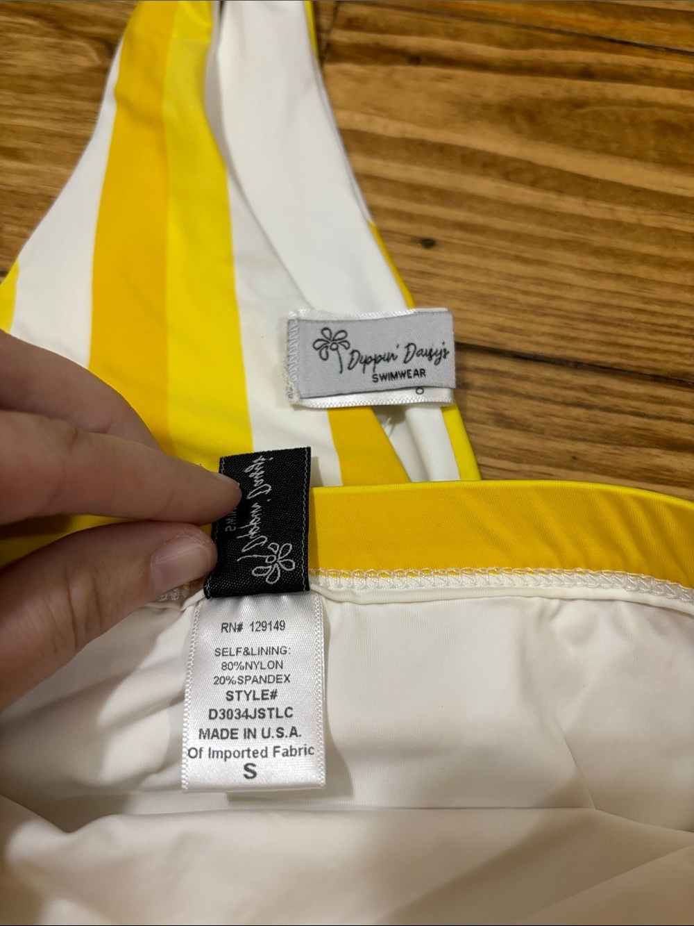 Dipping’ Daisy’s Size Small Yellow and White Striped Bikini - Picture 2 of 5